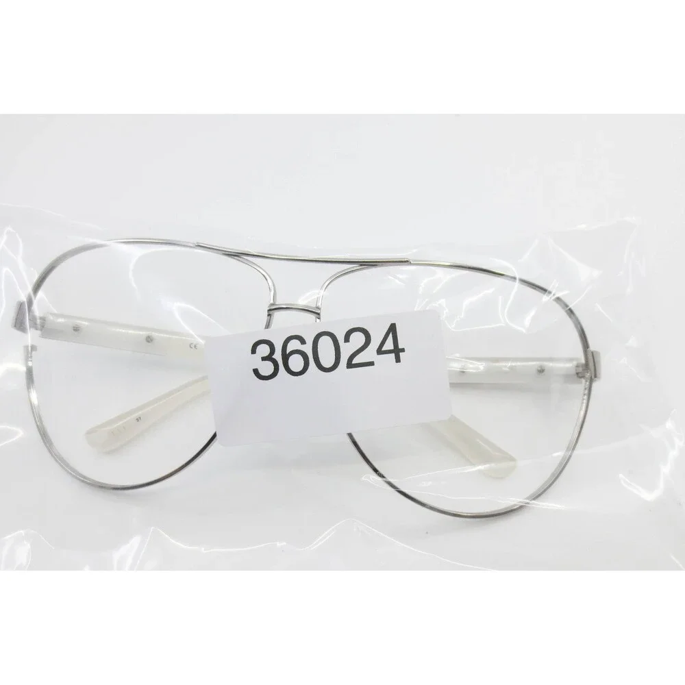 Guess GU 7279 SI-35 Silver White Aviator Eyeglass Frames 66-11-135 Studded Arms